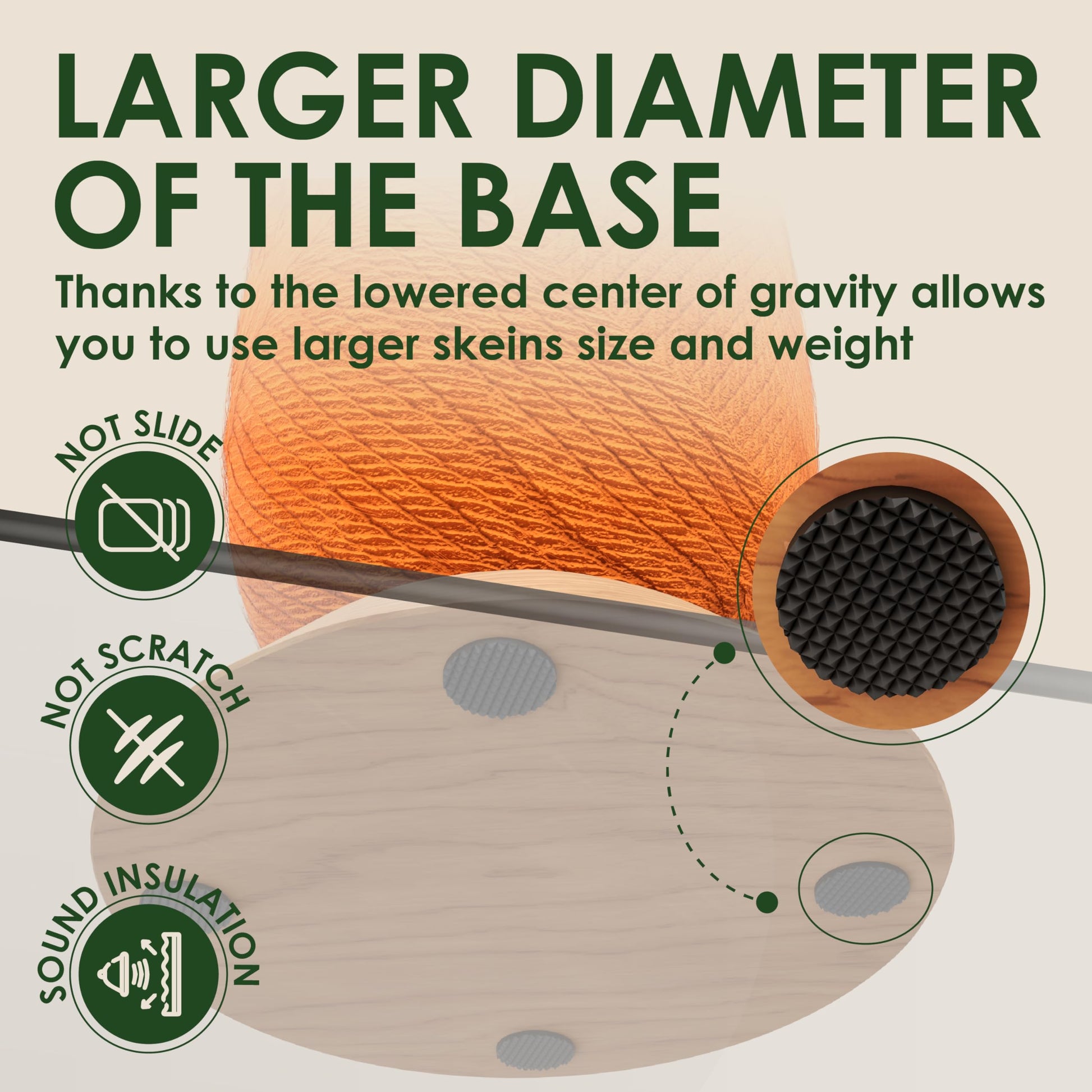 BARVA Yarn Holder Set 22 Lb Capacity for Chunky Yarn w/Extra Spindle | Smooth Bearing Spinner & Big
