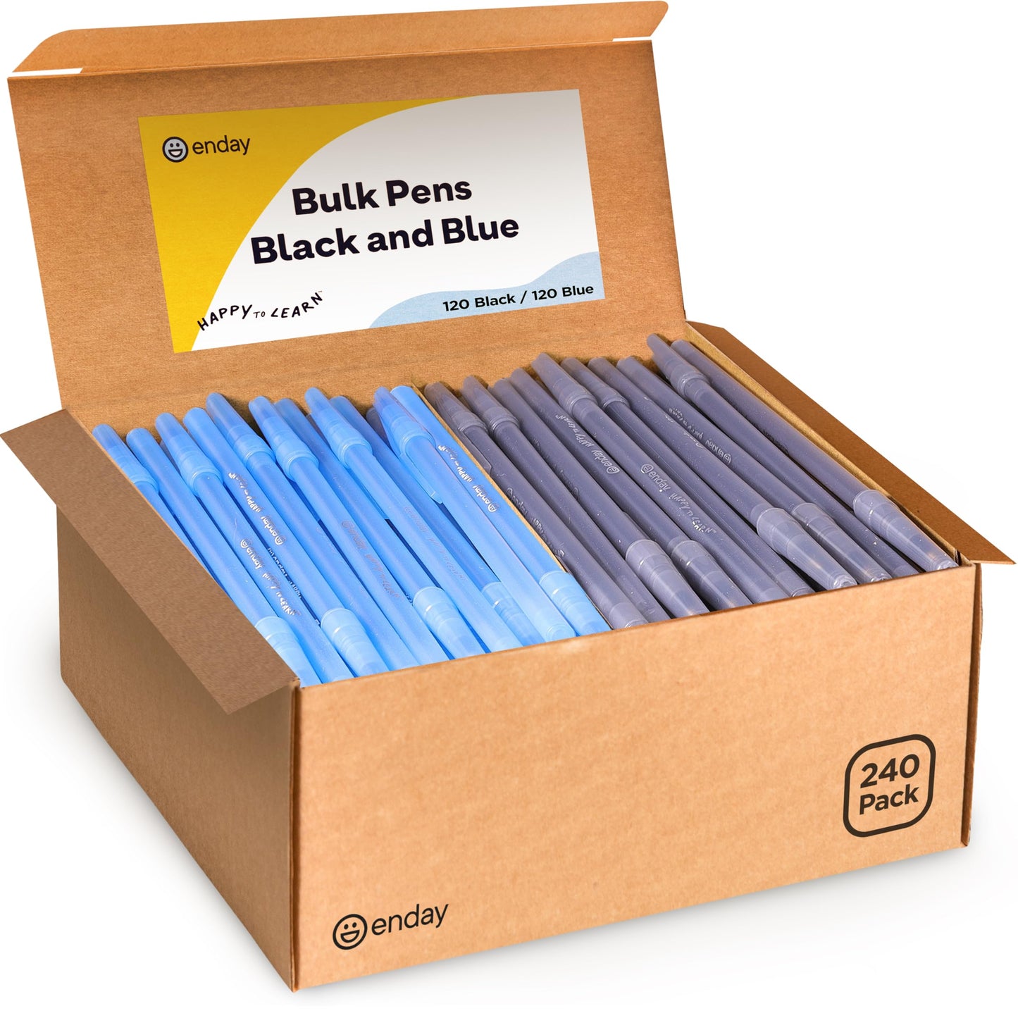 Enday Ballpoint Pens Bulk Blue and Black Pens (240 Pack) 120 Black & 120 Blue - Medium Point