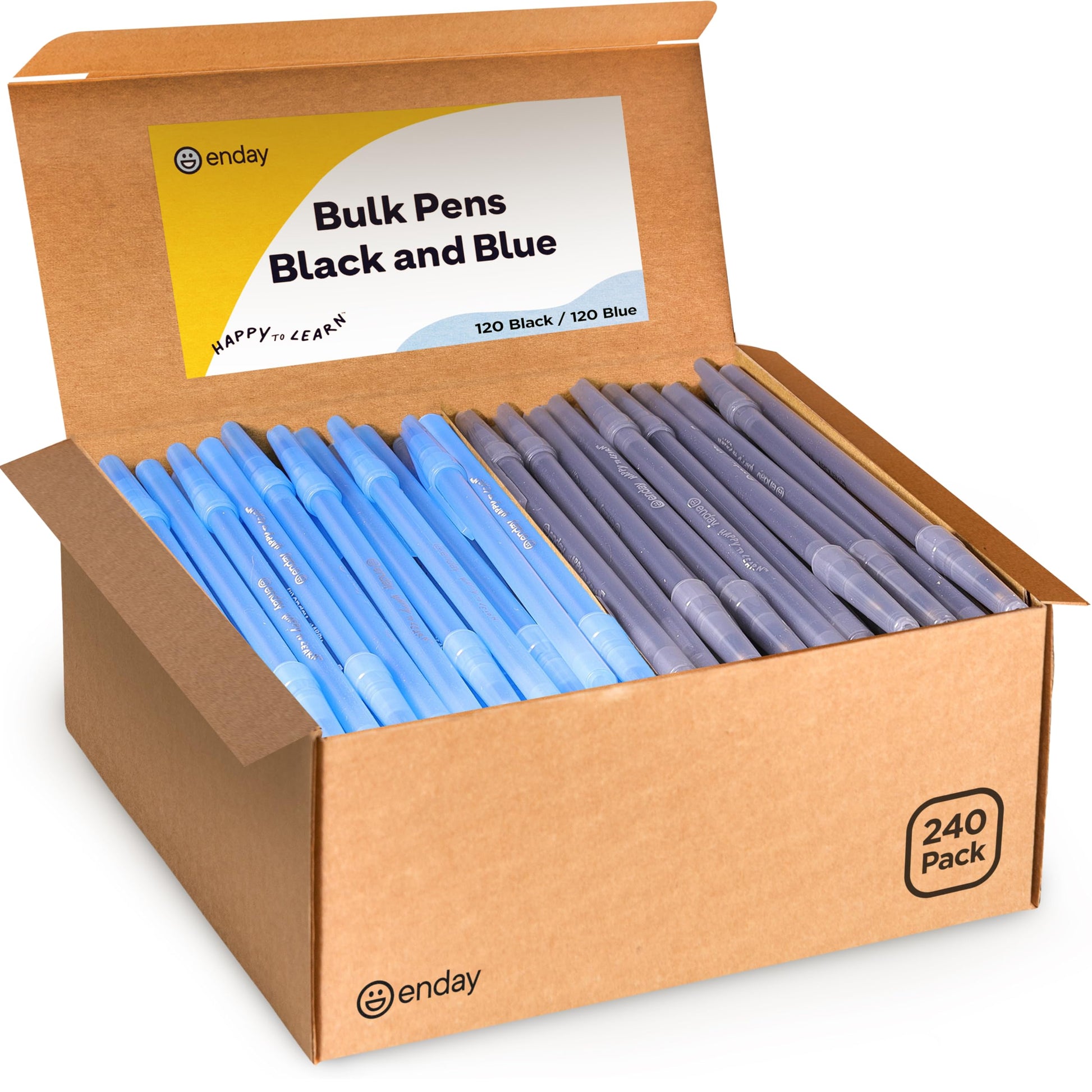 Enday Ballpoint Pens Bulk Blue and Black Pens (240 Pack) 120 Black & 120 Blue - Medium Point