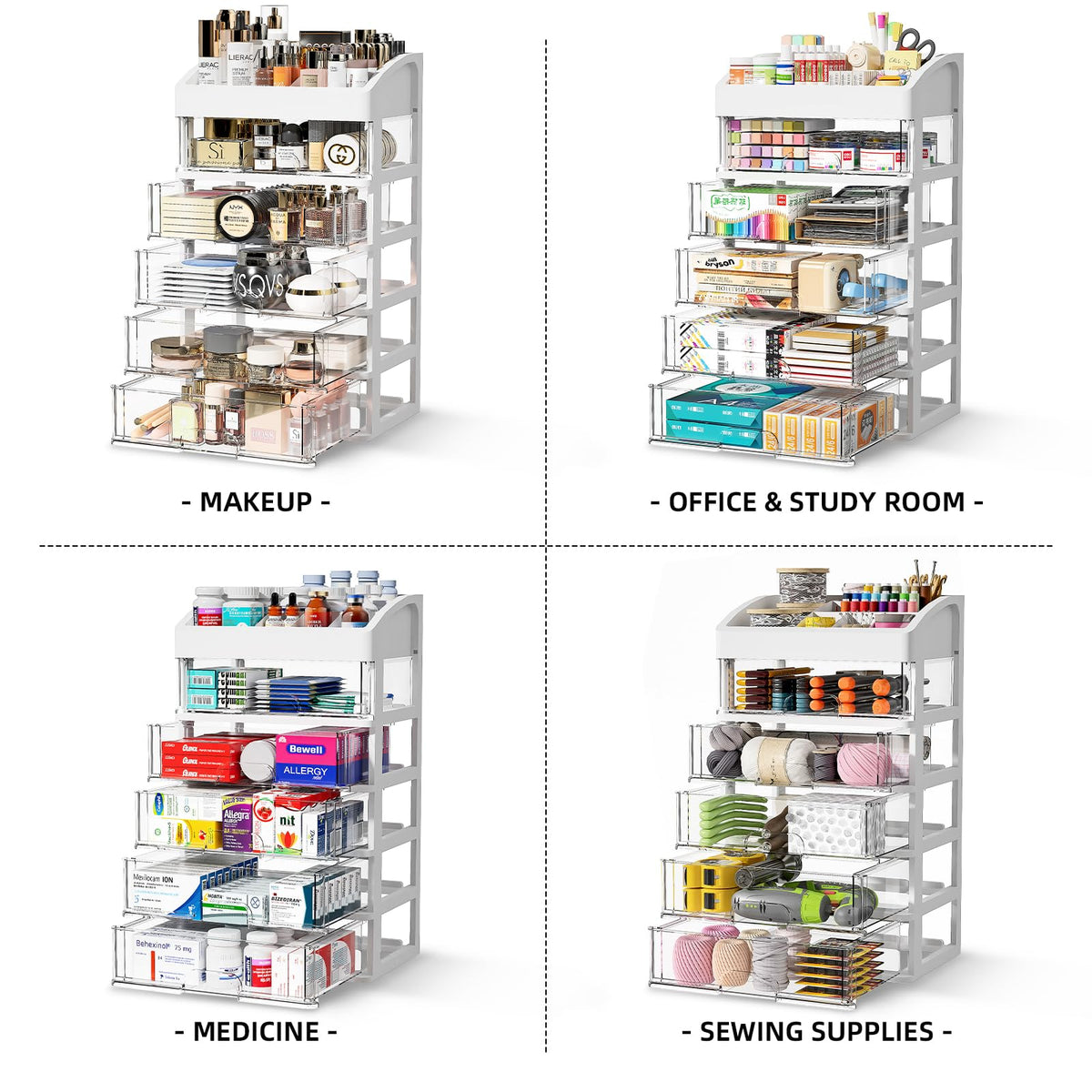 Desk Organizer with Drawers, 5 Drawers Storage Organizer, Desktop Storage Drawers for Office