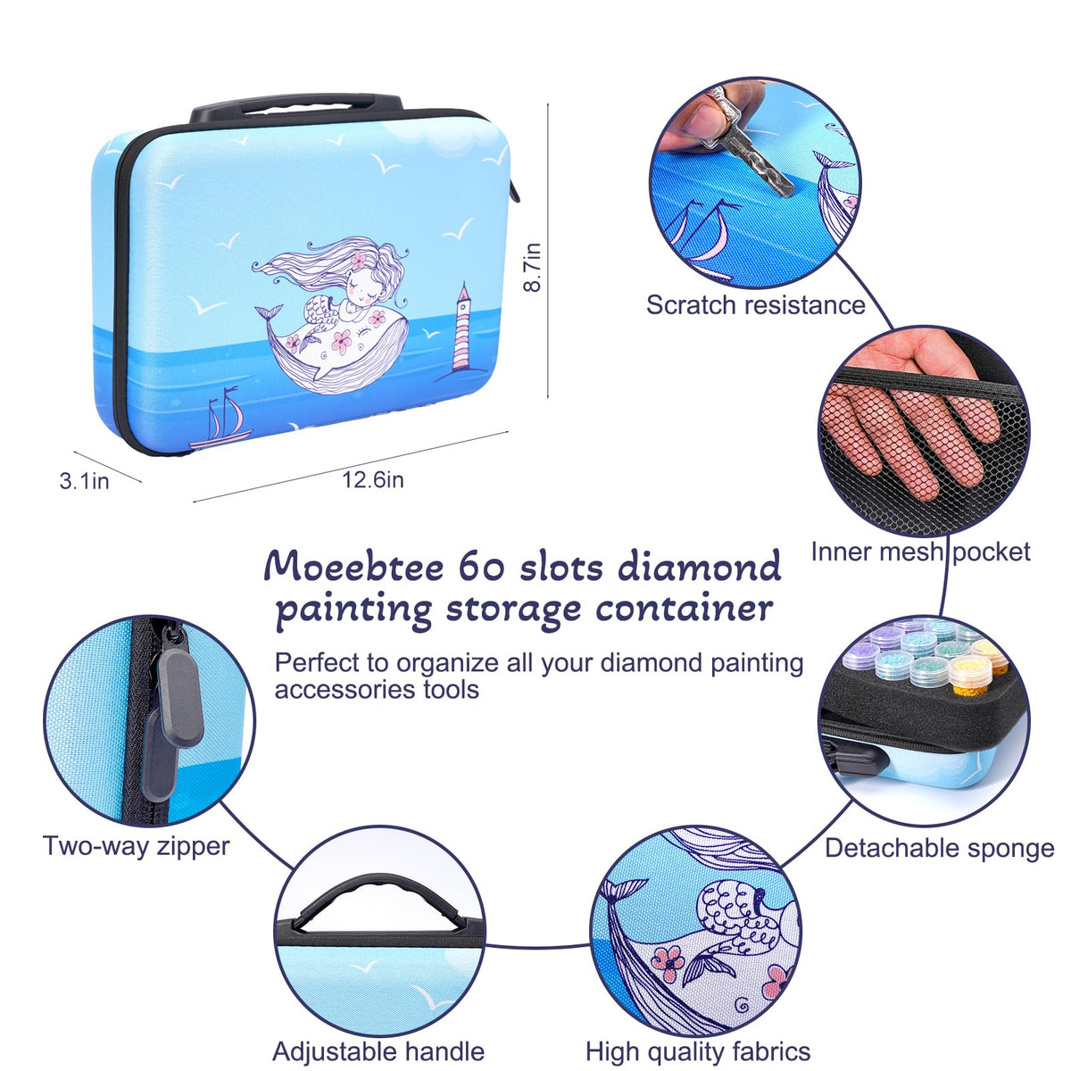 MoeeBtee Diamond Painting Storage Containers, 60 Slots Diamond Art Accessories and Tools, Diamond