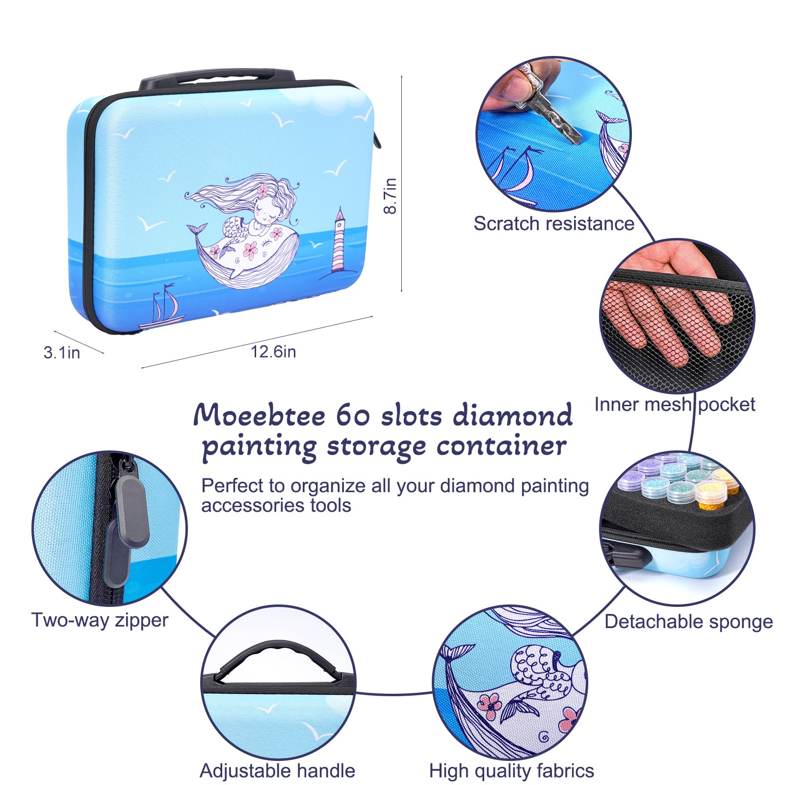 MoeeBtee Diamond Painting Storage Containers, 60 Slots Diamond Art Accessories and Tools, Diamond