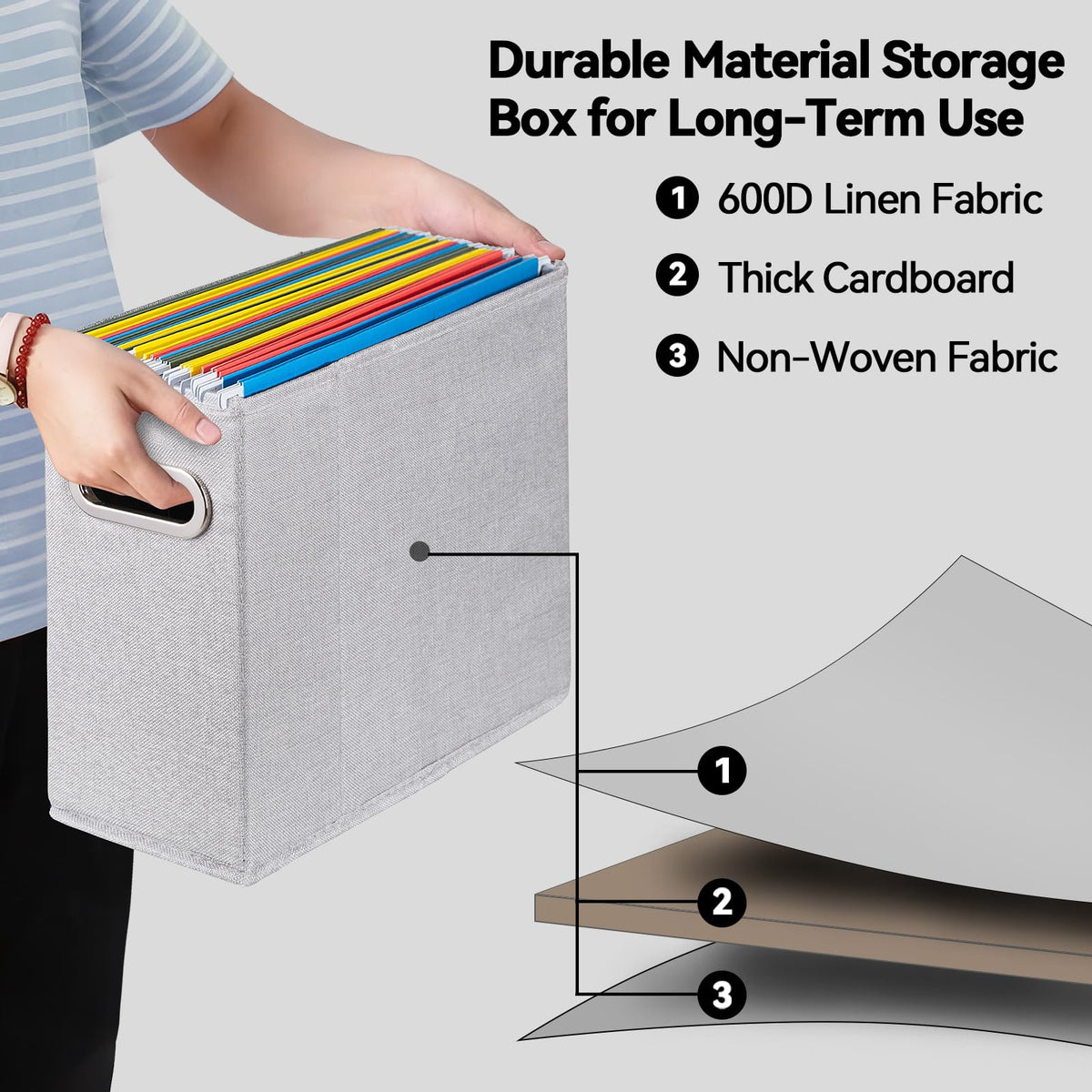 ComfortKeeper 4 Packs Letter Size File Organizer, File Folders Organizer, Fabric Storage Box