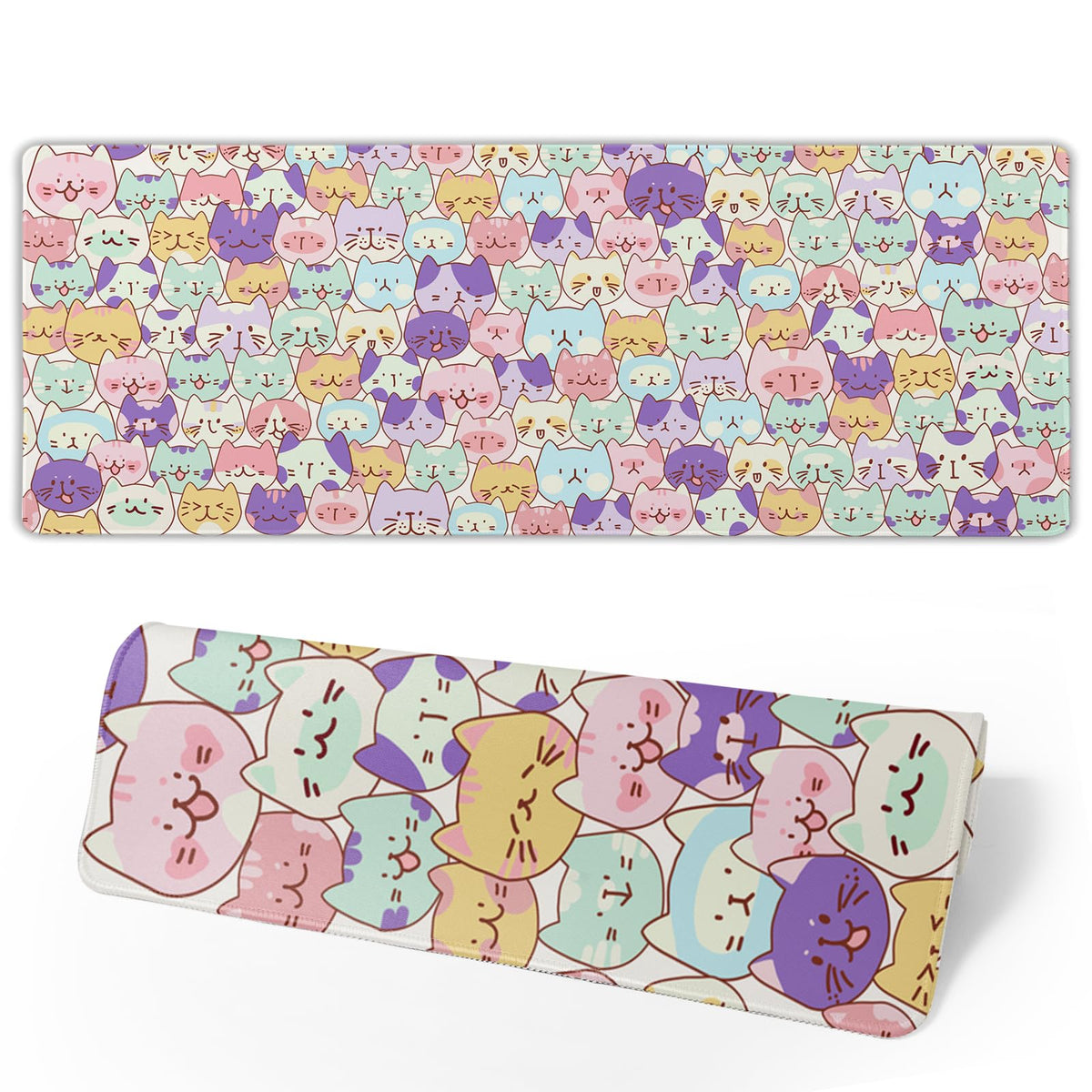 Cute Cat Mouse Pad XXL Large 35.4"x15.8" Extended Gaming Mousepad Kawaii Cat Mouse Mat for Women