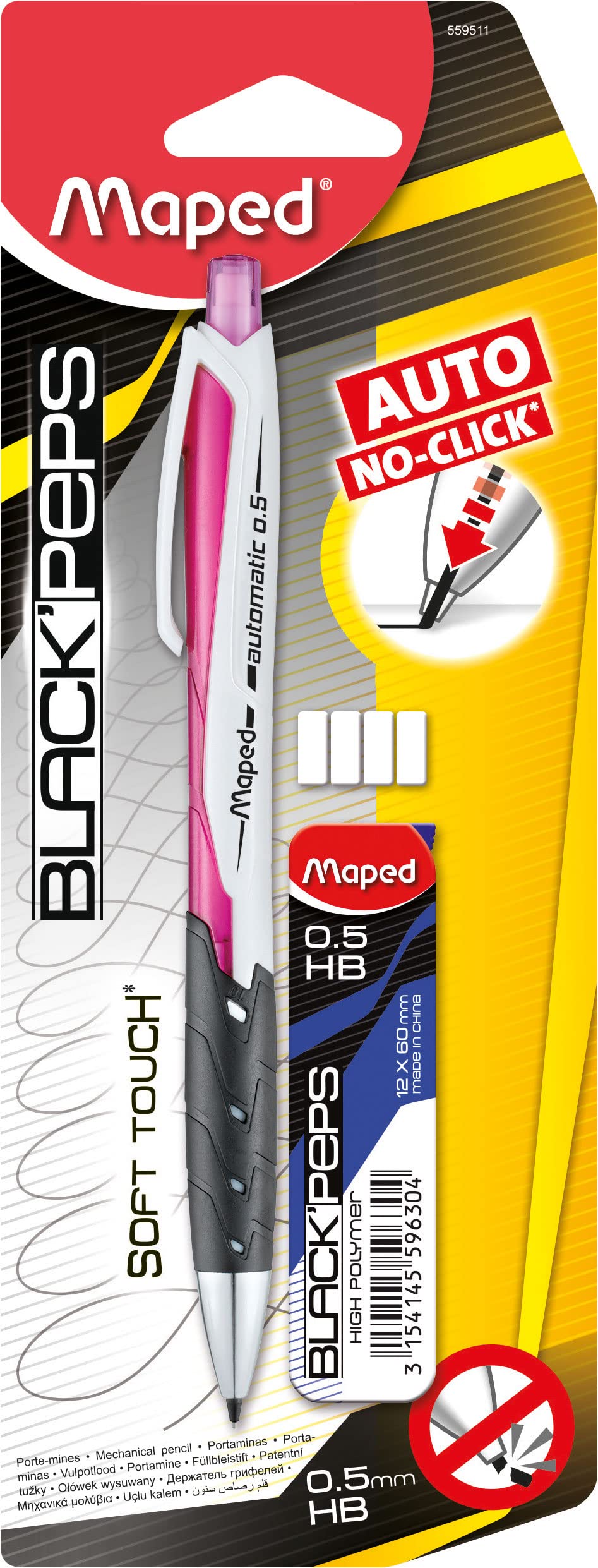 Maped - Blackpeps 0,5 mm lead holder + graffiti - random color - 3 pieces