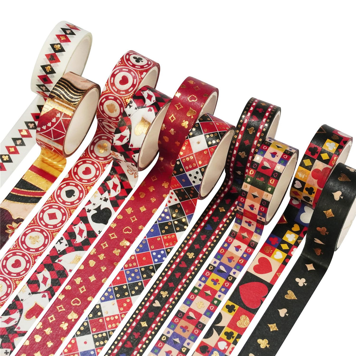 VIVIQUEN Vintage Poker Gold Washi Tape Set, 15mm Vintage Masking Tape Decorative Tape for DIY