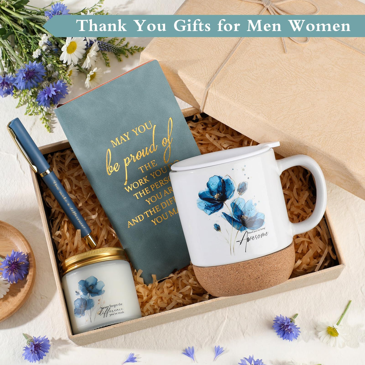 Sayglossy 4 Pcs Thank You Gift Set for Women Men Employee Coworker, Blue