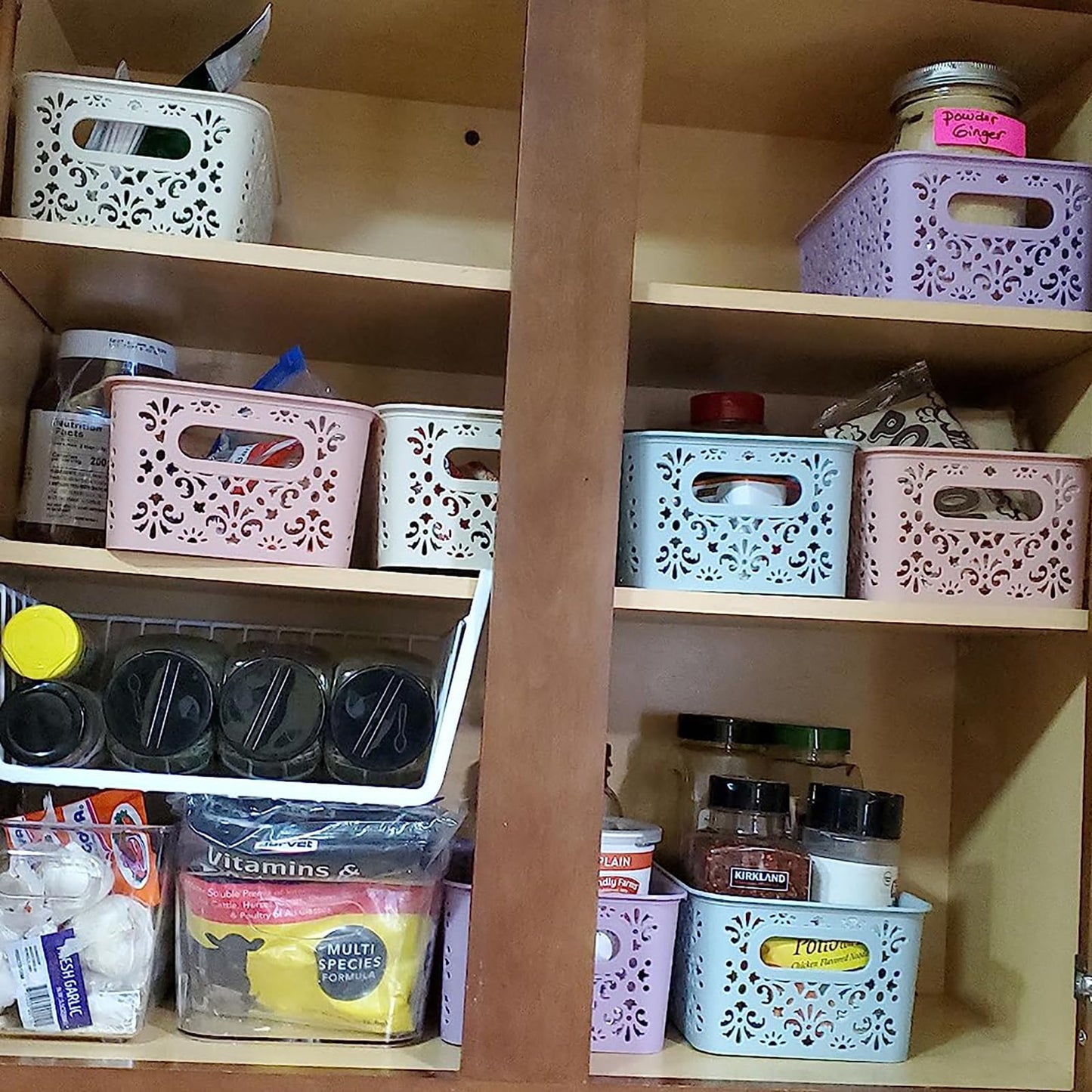 Frcctre 8 Pack Plastic Storage Baskets, Portable Small Pantry Organizer Baskets Bins with Handle