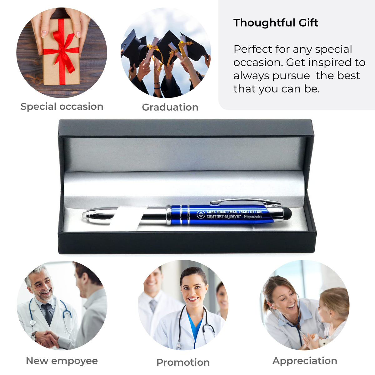 Inkstone Medical Gift Pen with Inspirational Quote - Cure Sometimes, Treat Often, Comfort Always.