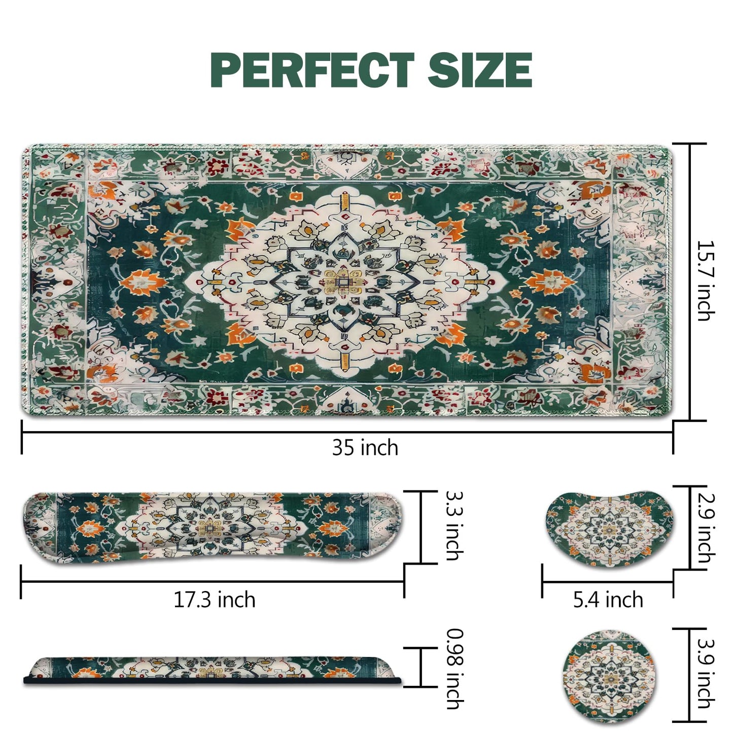 AIMSA Desk Mat Set, Large Mouse Pad + Mouse Wrist Rest + Keyboard Wrist Support + Coaster, 4in1 Rug