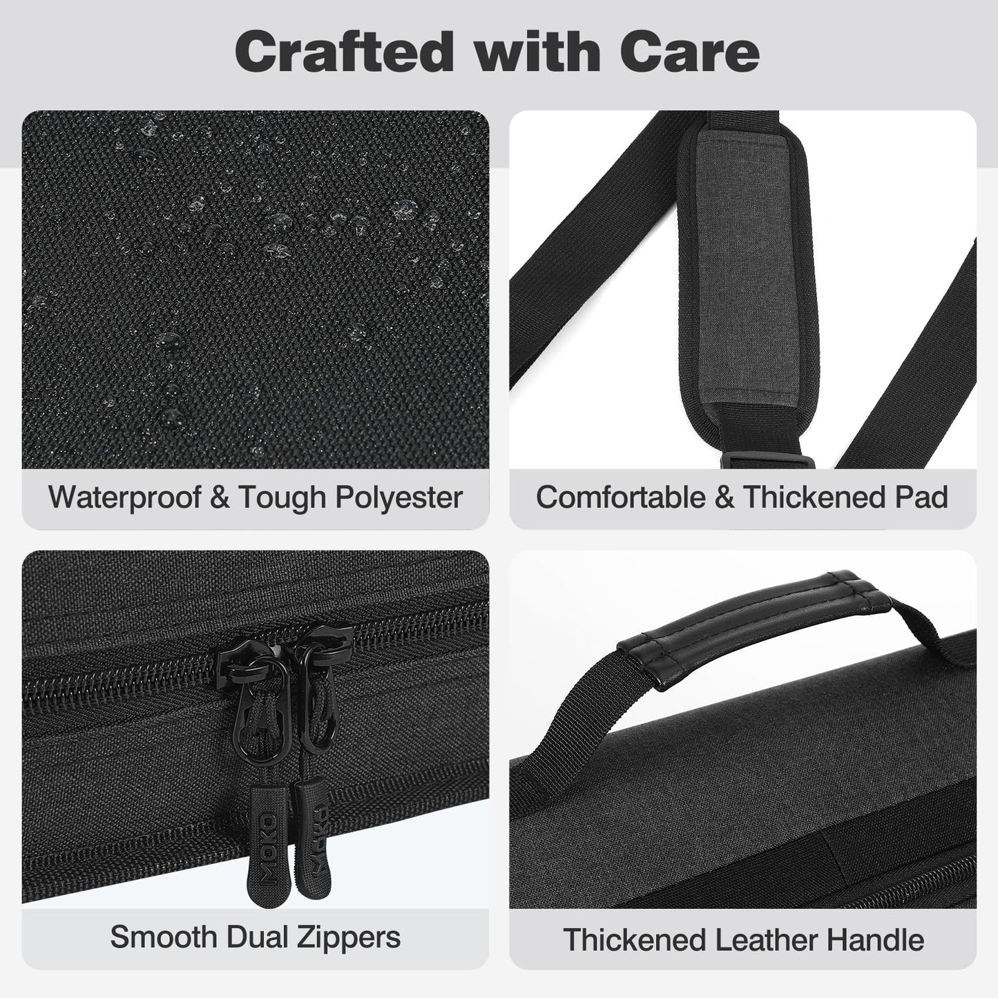 MoKo Zipper Binder, 3-Inch 3-Ring, 600 Sheets, 6-Tab File Folders, Black