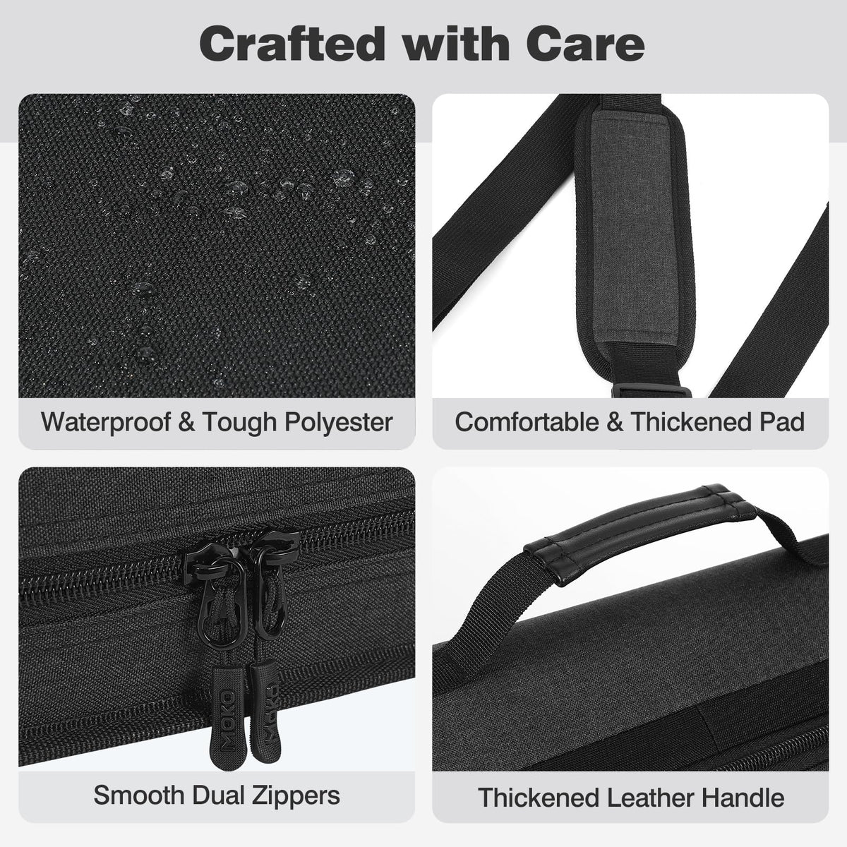 MoKo Zipper Binder, 3-Inch 3-Ring, 600 Sheets, 6-Tab File Folders, Black