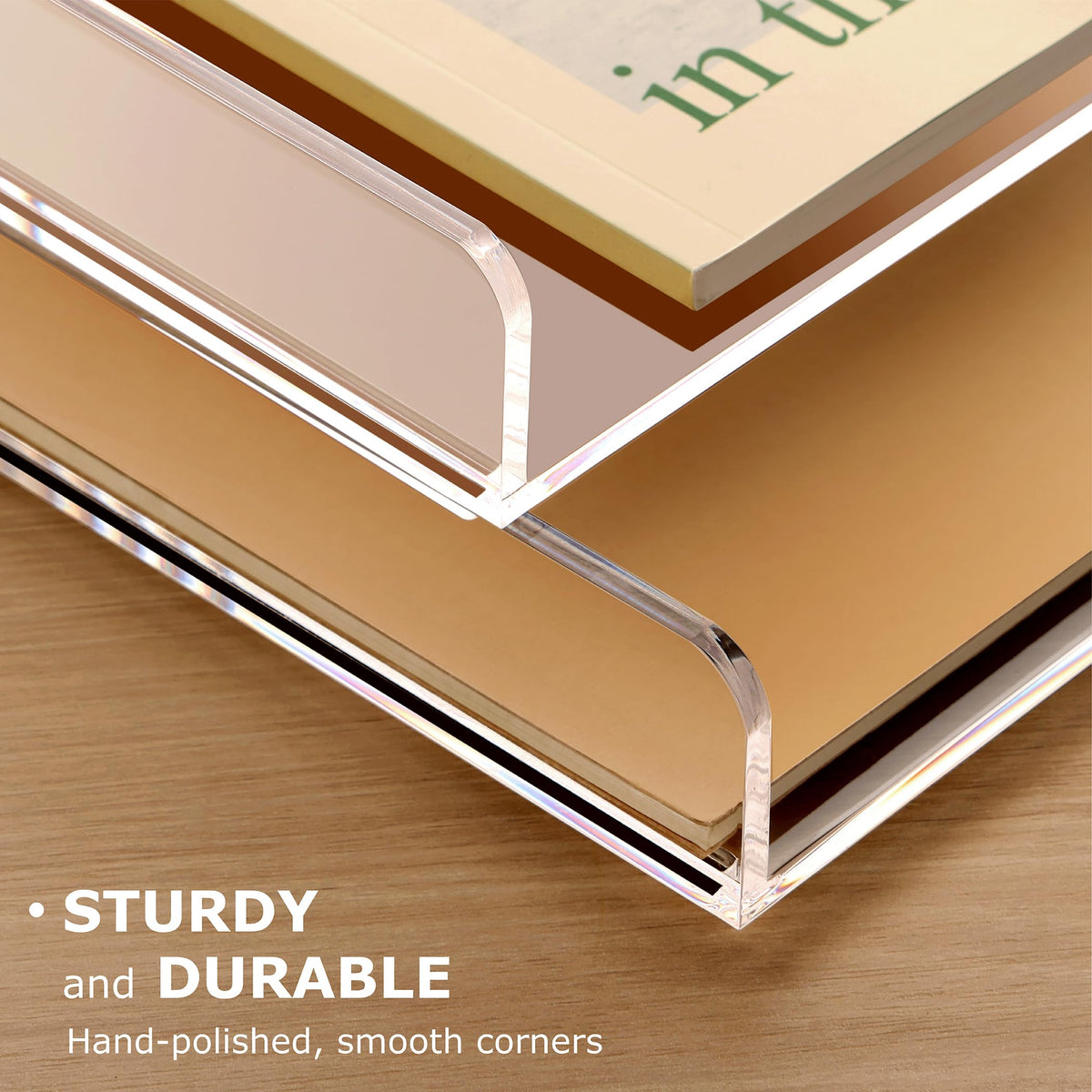 SANRUI 4 Tier Clear Desk Paper Letter Organizer Trays, A4 Stackable File Document Tray, Acrylic