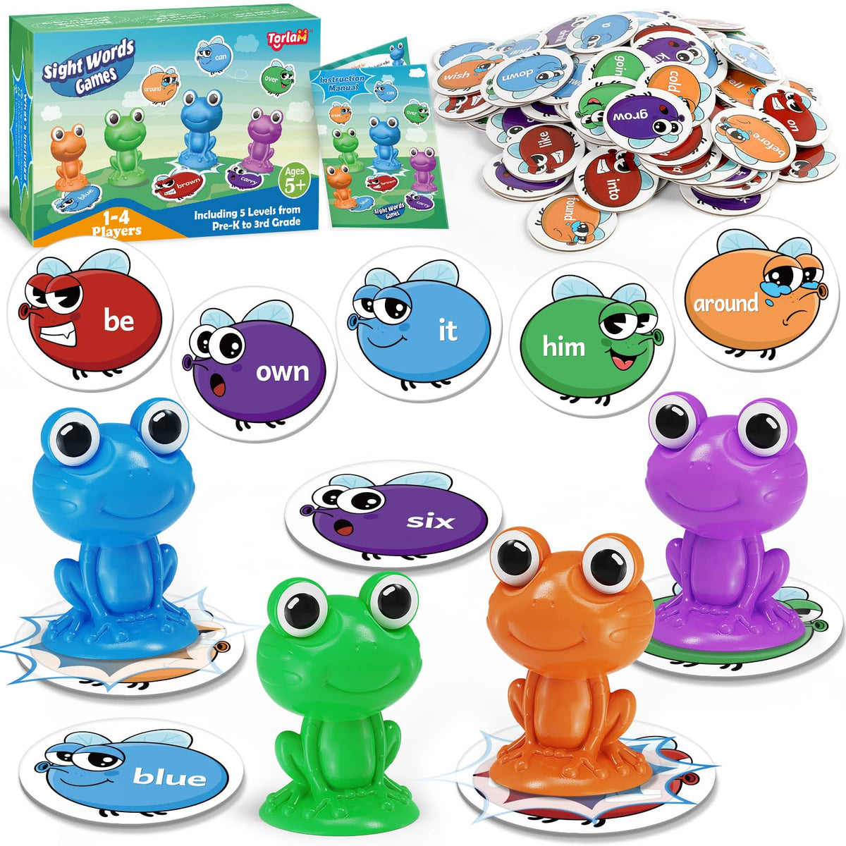 Torlam Sight Word Games Frog Site Words Educational Flash Cards Kindergarten Phonics Learning Games