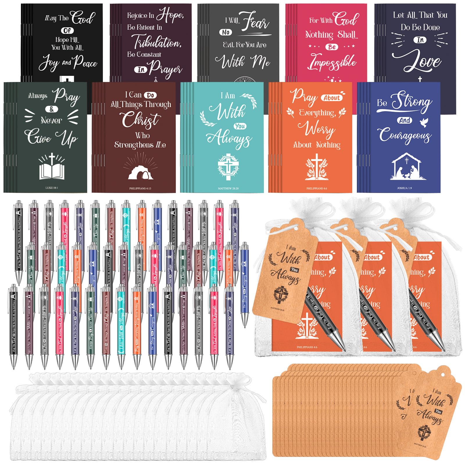 Qeeenar 200 Pcs Christian Gift Bulk Set Bible Verse, Dark, Inspirational