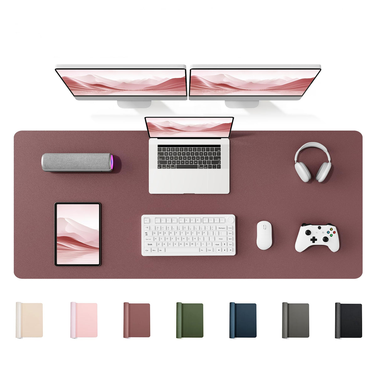 YSAGi 55" x 17" Large PU Leather Desk Mat for Keyboard and Mouse - Waterproof Non-Slip Desk Pad