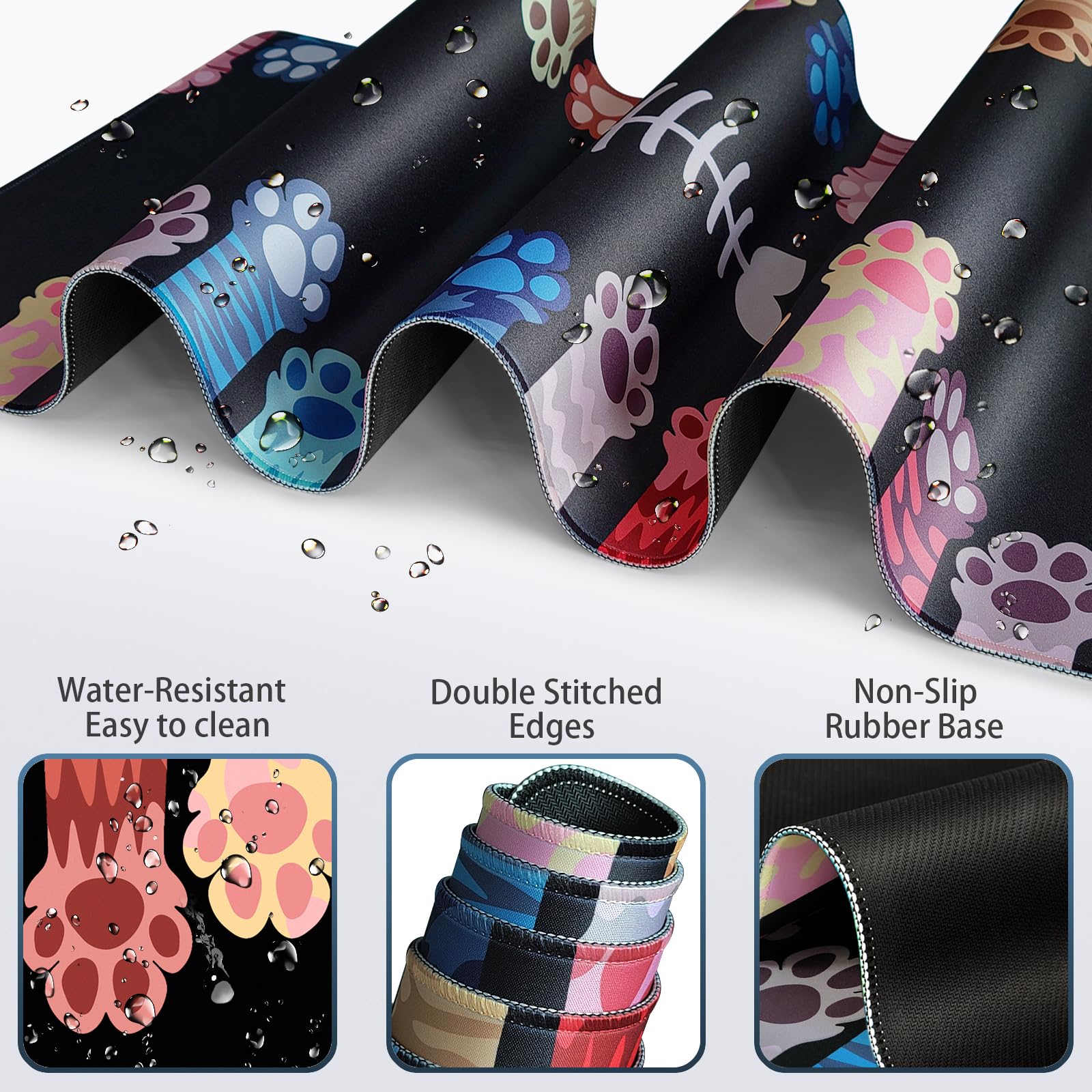 Desk Mat, Large Gaming Mouse Pad with Wrist Rest, 4 in1