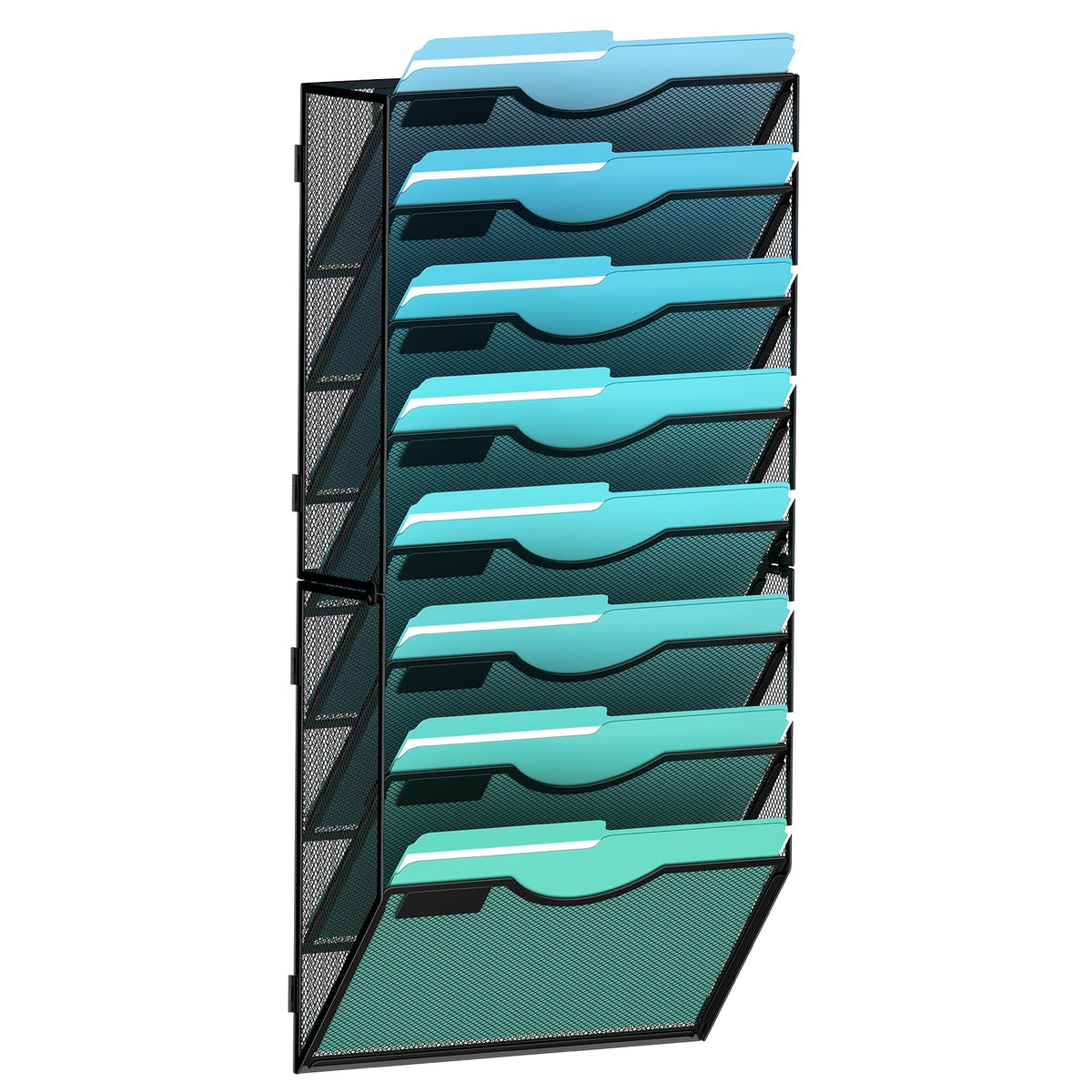 Gawerk 8-Tier Wall File Organizer Hanging Wall File Holder Wall Mount Paper Folder Organize, Mesh