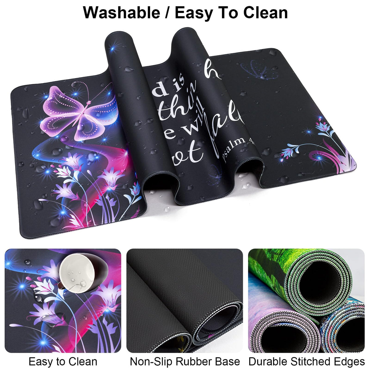 4 in 1 Mouse Pad and Keyboard Wrist Rest,Large Desk Mat,Coaster Set-Purple