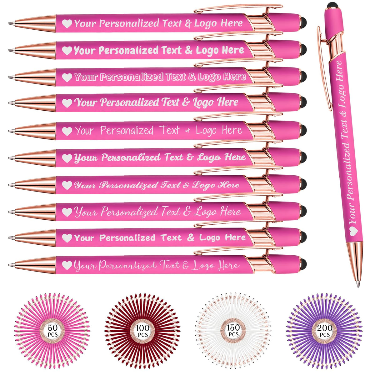 STREADVE Personalized Custom Pens 10 Engraved Writing Pen with Name Logo, Customized Promotional