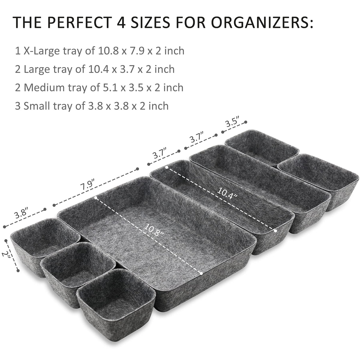 Newthinking Desk Drawer Organiser Trays, 8 Pack Square Organizer Box Stackable Dividers, Save Desk