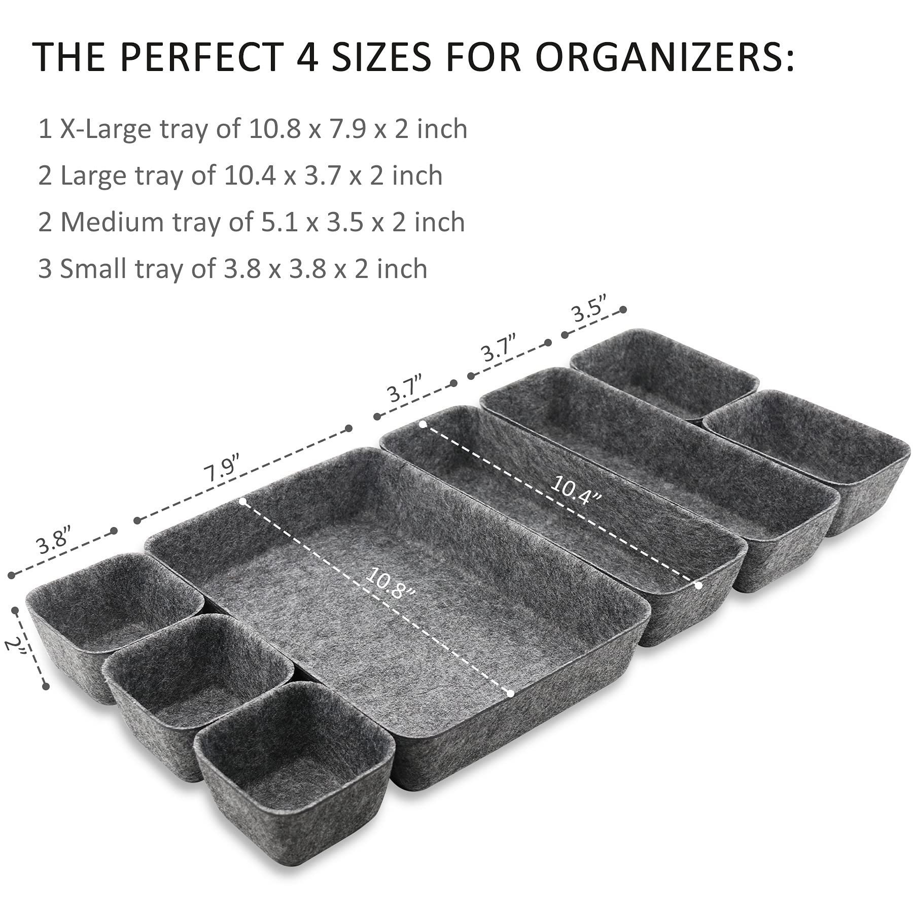 Newthinking Desk Drawer Organiser Trays, 8 Pack Square Organizer Box Stackable Dividers, Save Desk