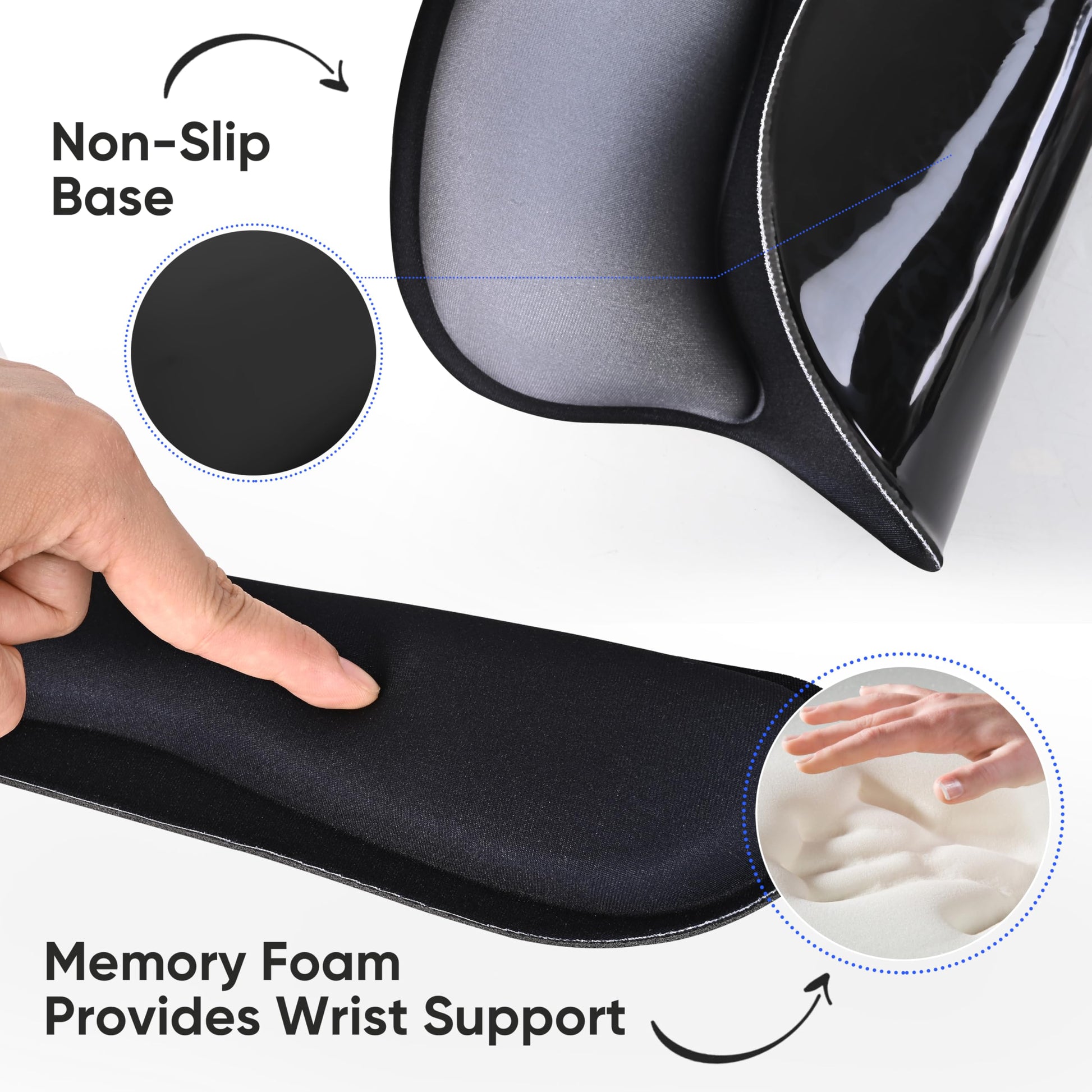 WINTOJO Wrist Rest Support for Mouse Pad Keyboard Set Circle Coaster Gaming Mouse Pad Ergonomic Gel