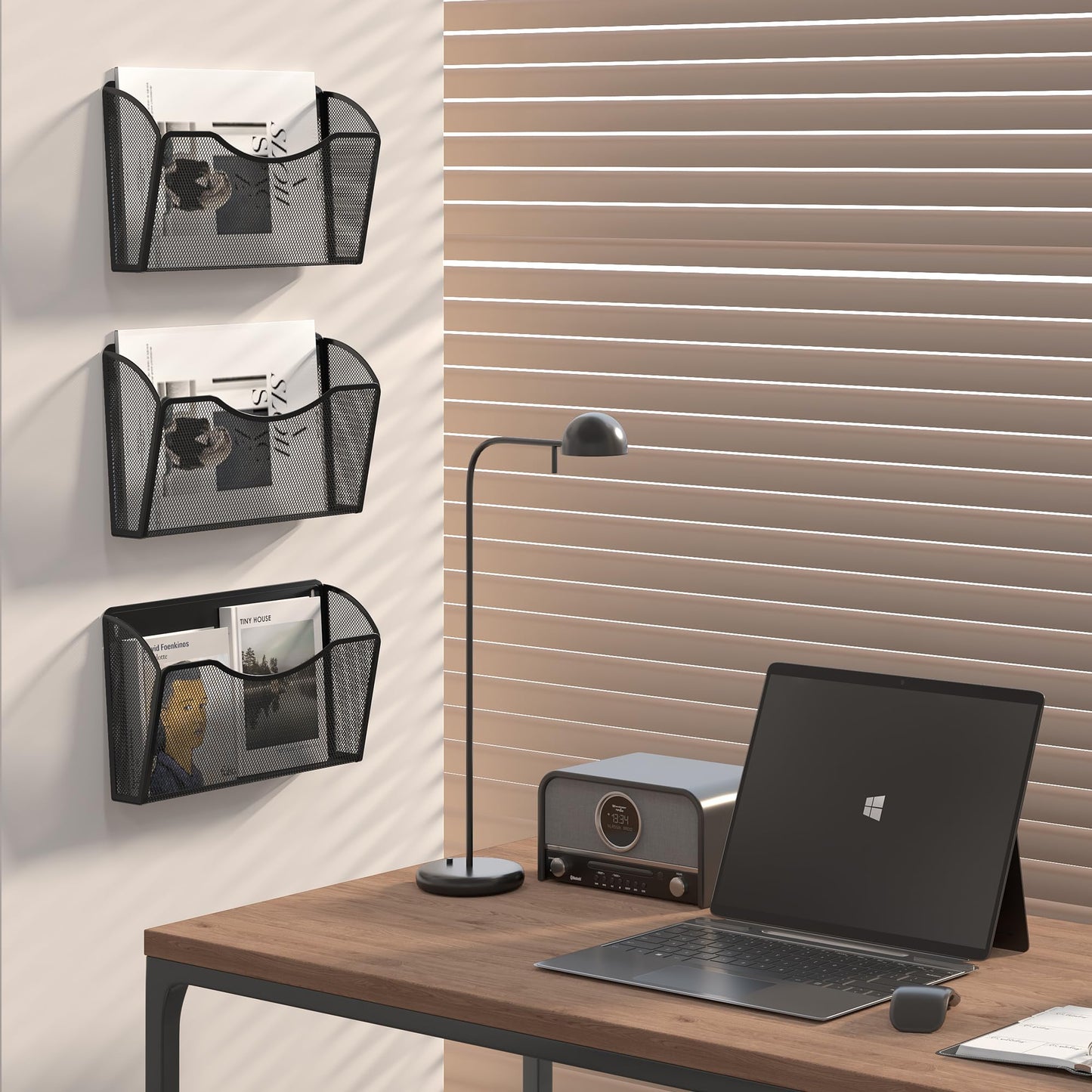 EasyPAG Wall File Organizer 3 Pack, Hanging File Organizer Wall Mount, Metal Mesh Folder Holder for