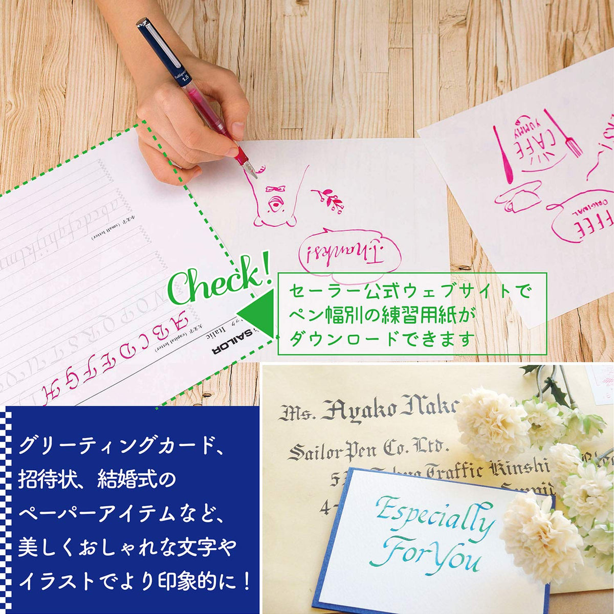 Sailor Fountain Pen HighAce neo Clear Calligraphy Nib Width 1.0mm 1.5mm 2.0mm Included 3 of