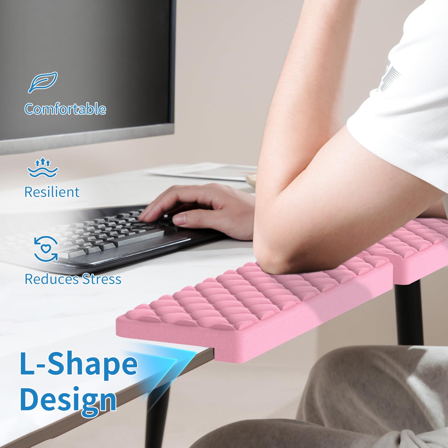 MEKASS L-Shaped Desk Elbow Pad for Desk, Memory Foam Elbow Support Padding with Non-Slip, Ergonomic