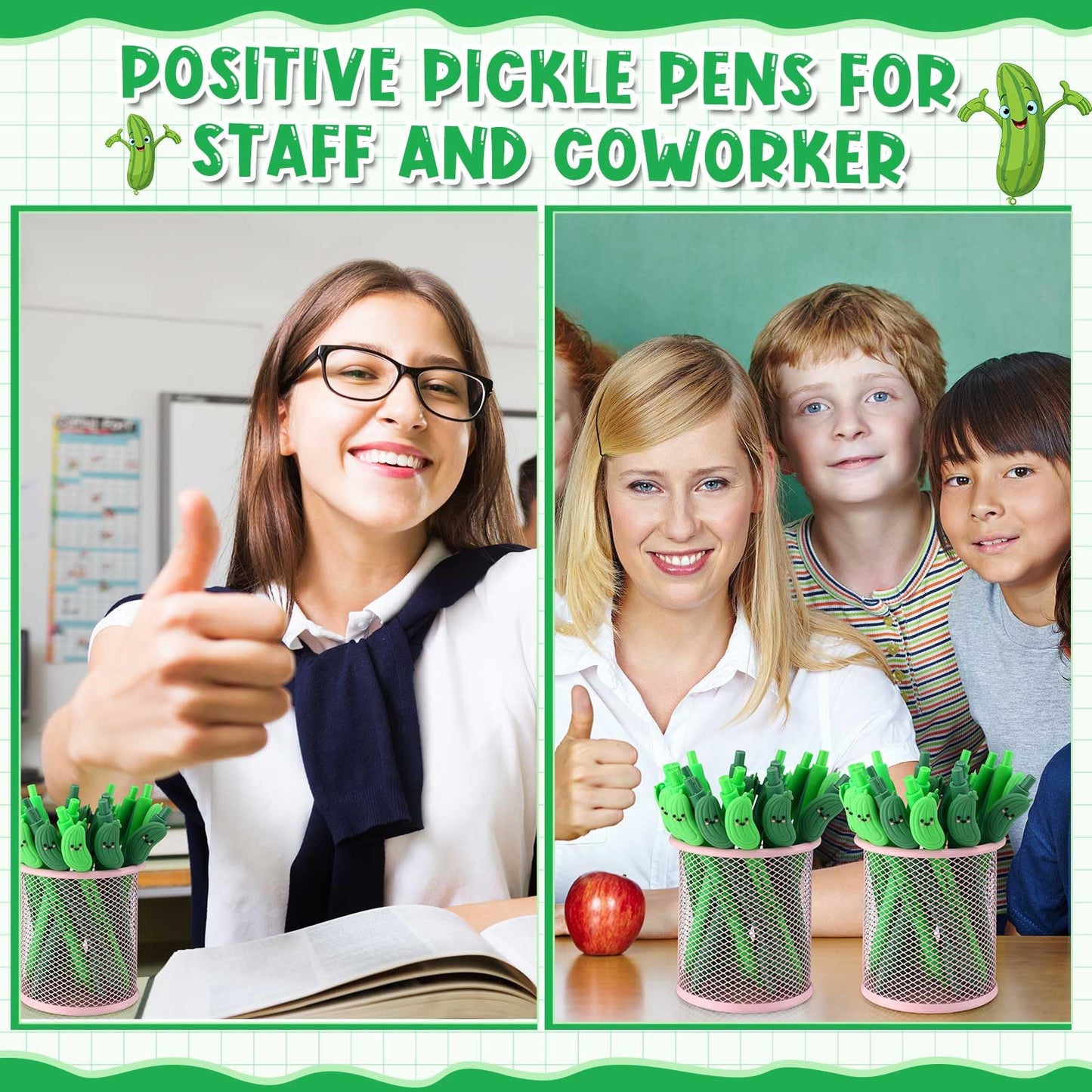 MotiMind 40 Sets Pickle Pen for Coworkers Bulk Back to School Gifts Funny Emotional Bulk Pickle