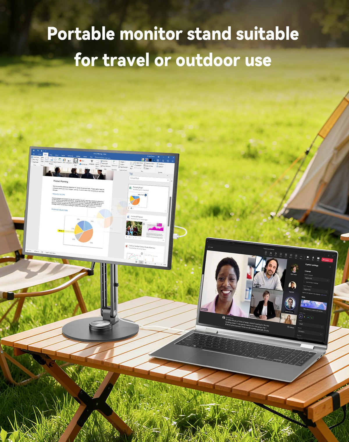 Jakeko Magnetic Portable Monitor Stand VESA Mount 75mm Travel 360° Swivel