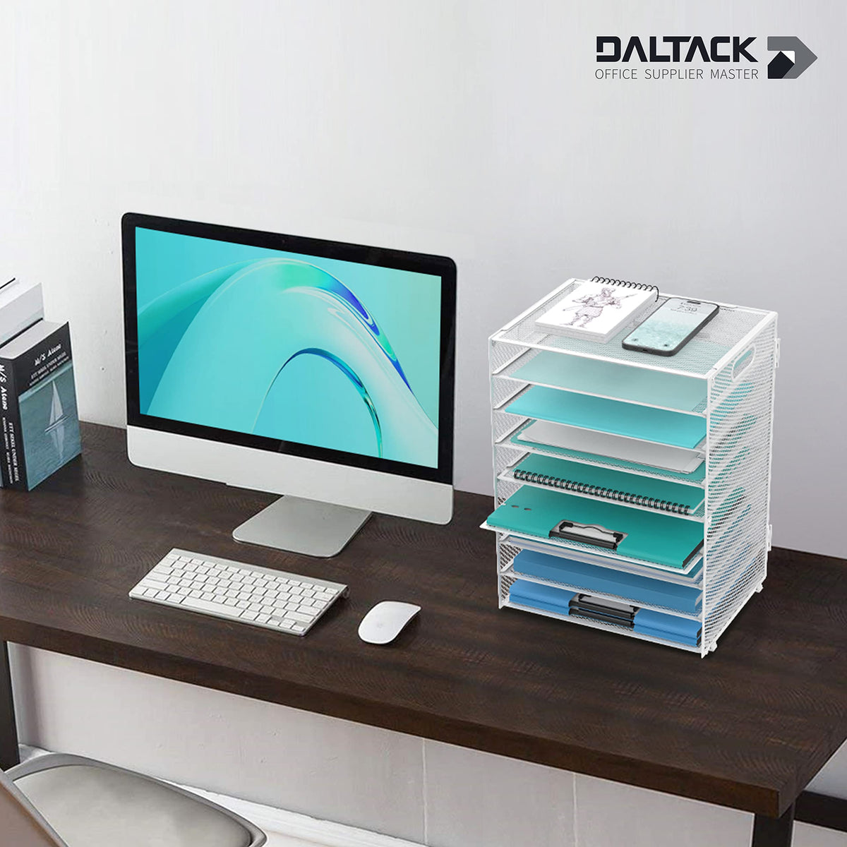 9-Tier Paper Organizer for Desk, Letter Tray with Handles, White, 2 Pack
