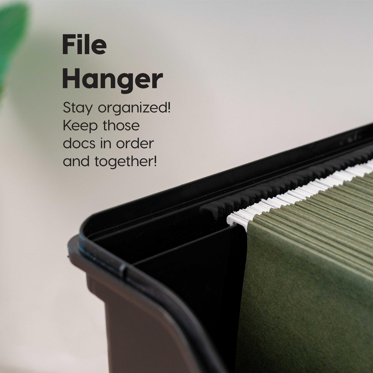 IRIS USA File Box Organizer with Lid, Letter File, Portable Handle, Black