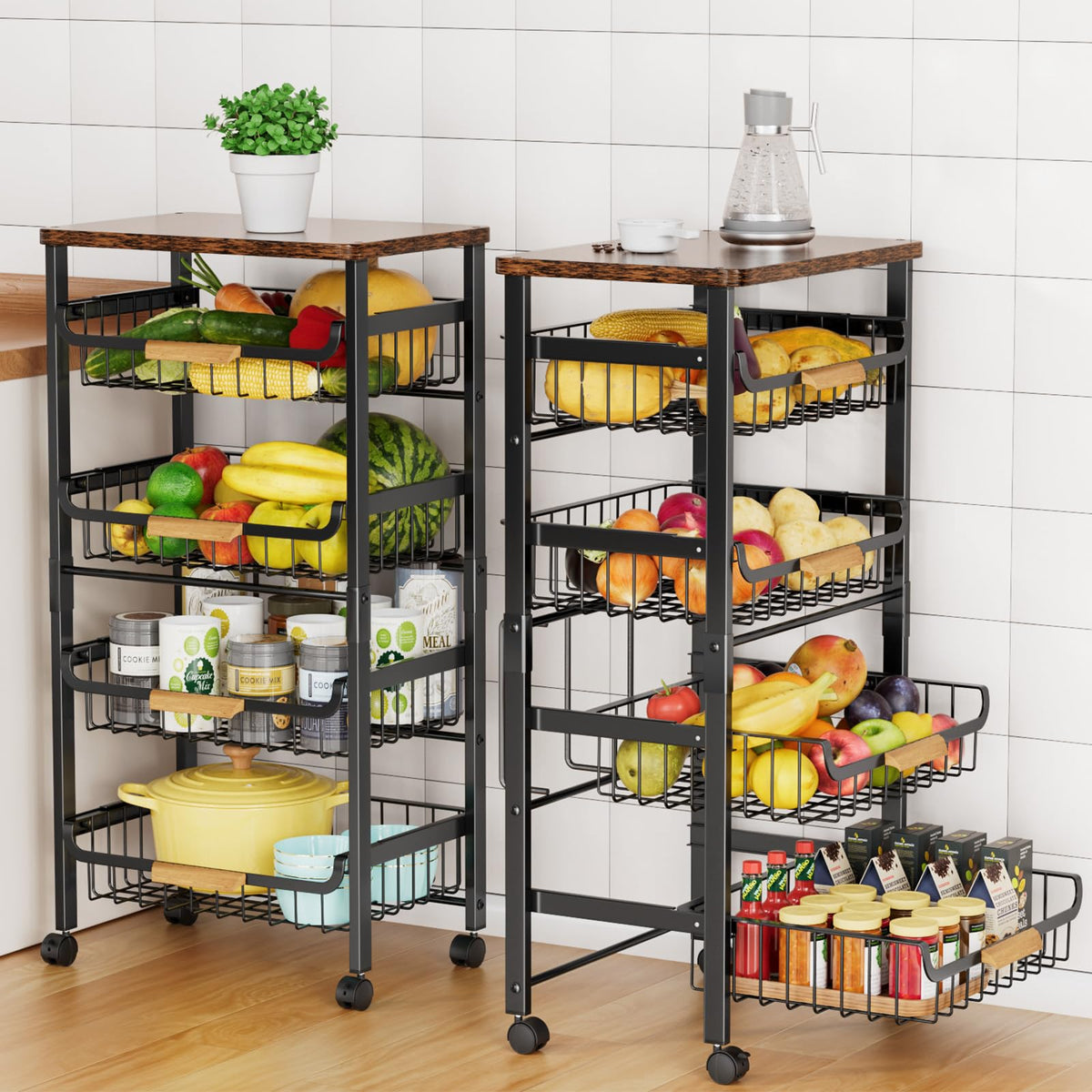 Storico 5-Tier Rolling Utility Cart Kitchen Storage Cart