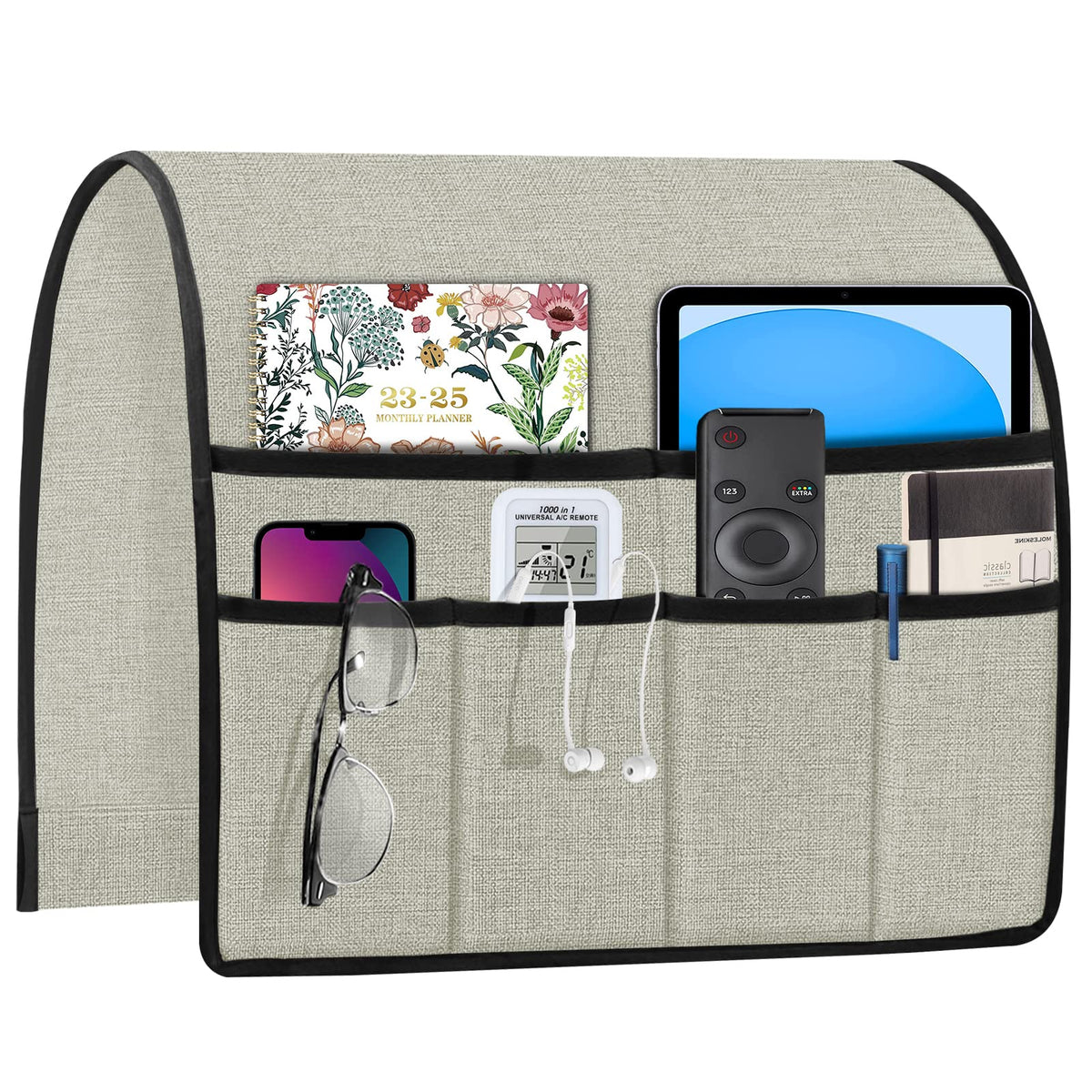 Joywell Remote Control Holder Armchair Caddy Armrest Organizer Silver Grey