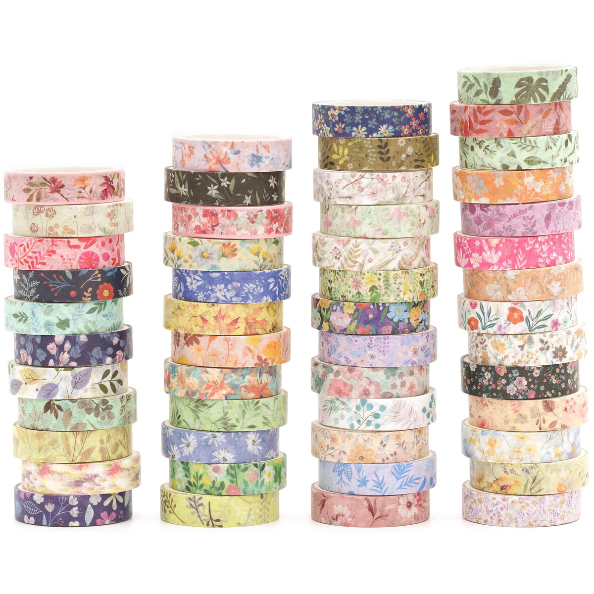YUBBAEX Flowers Washi Tape Pack 50 Rolls Floral Printed Masking Tape Plants Decorative for Arts