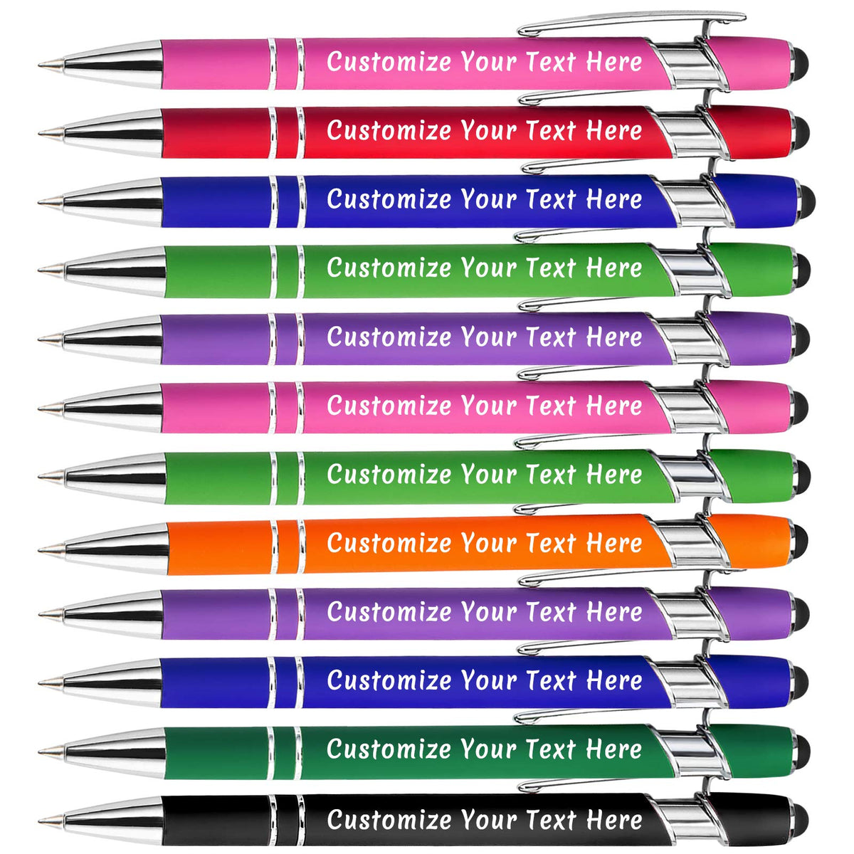 Aolun Personalised Pen,Custom Engraved Ballpoint Pen with Stylus,Soft Touch Metal,Enter Name,Logo