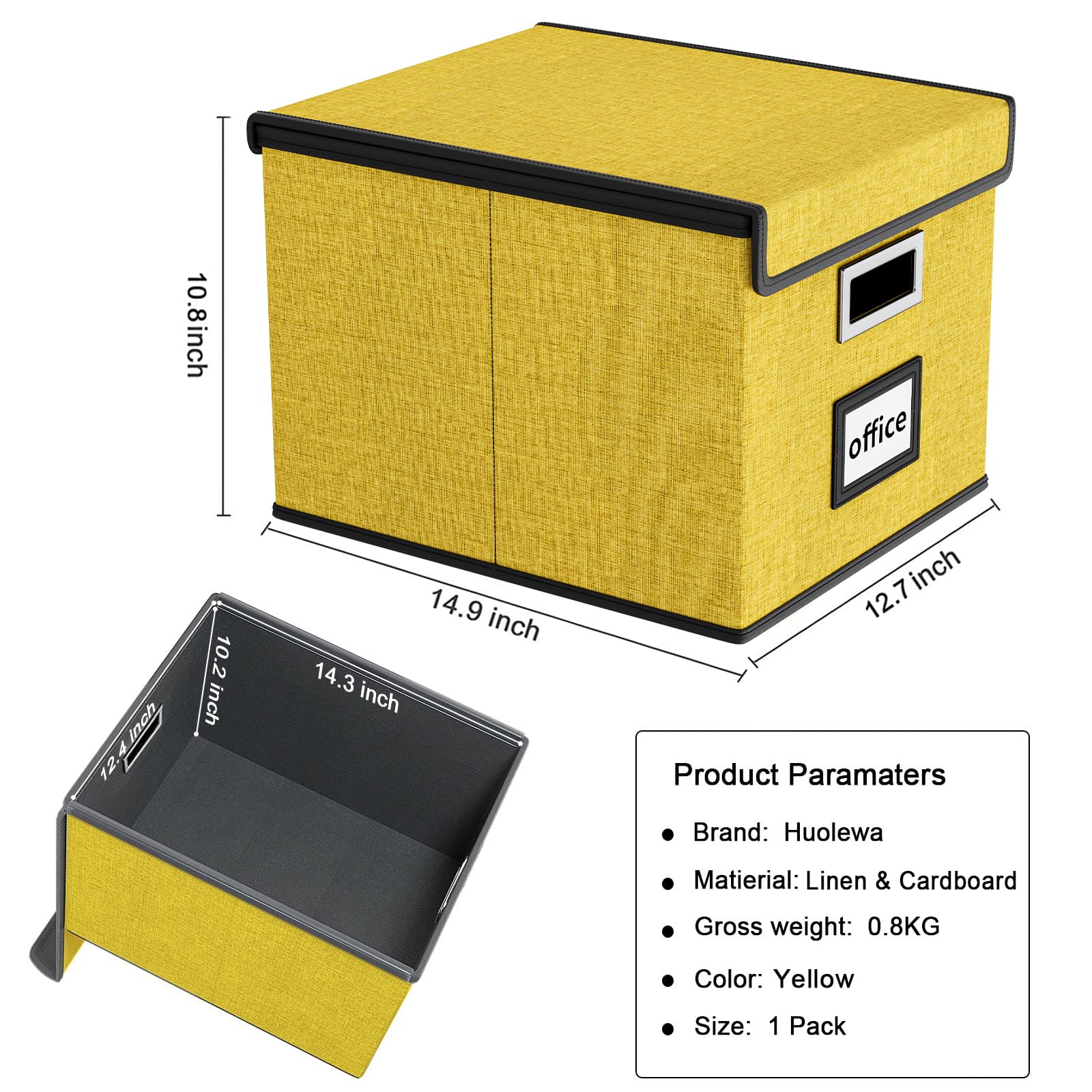 Huolewa File Organizer Box with Lids, Collapsible File Folder Organizer