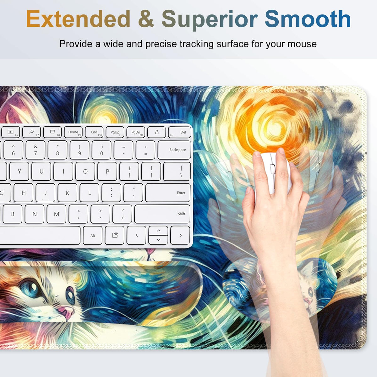 NXZGO Large Gaming Mouse Pad Set, 4 in 1 Ergonomics Keyboard Desk Mat Memory Foam Wrist Rest