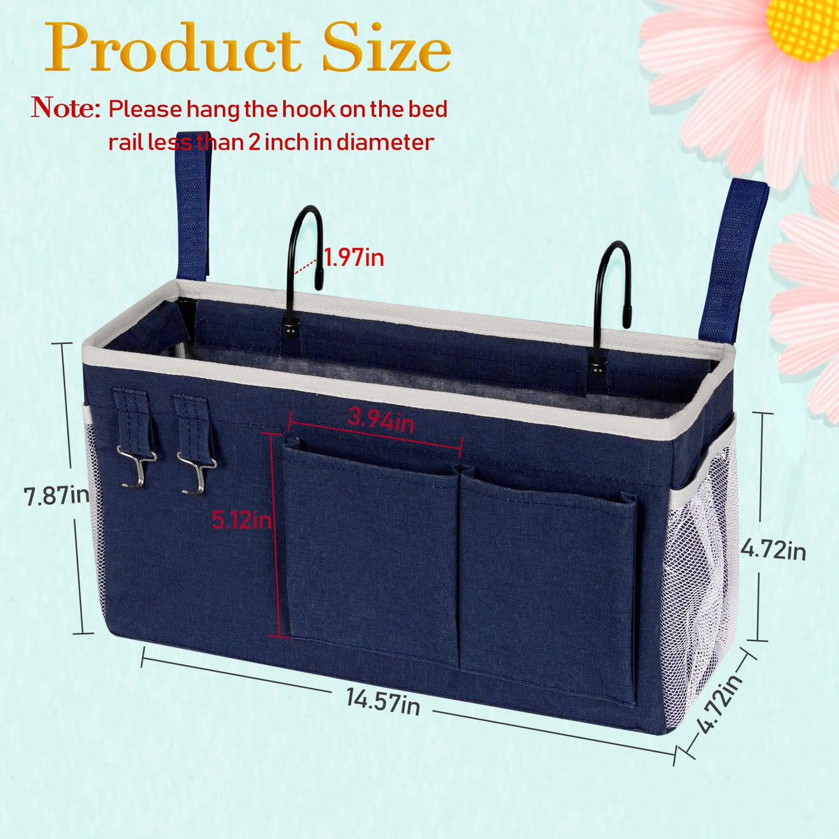 Ozzptuu Bedside Caddy Bedside Storage Bag for Headboards/Bunk Bed