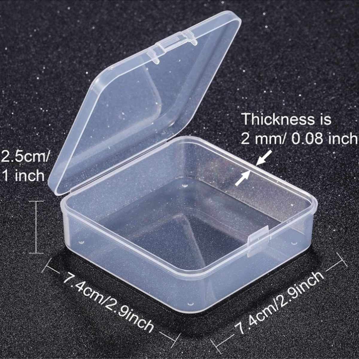 Jetec 18 Pieces Small Clear Plastic Storage Box, 2.9 x 2.9 x 1 Inch