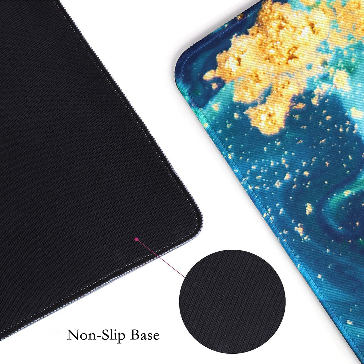 iCasso Extended Gaming Mouse Pad,Desk Pad 35.4x15.7in,Blue Marble
