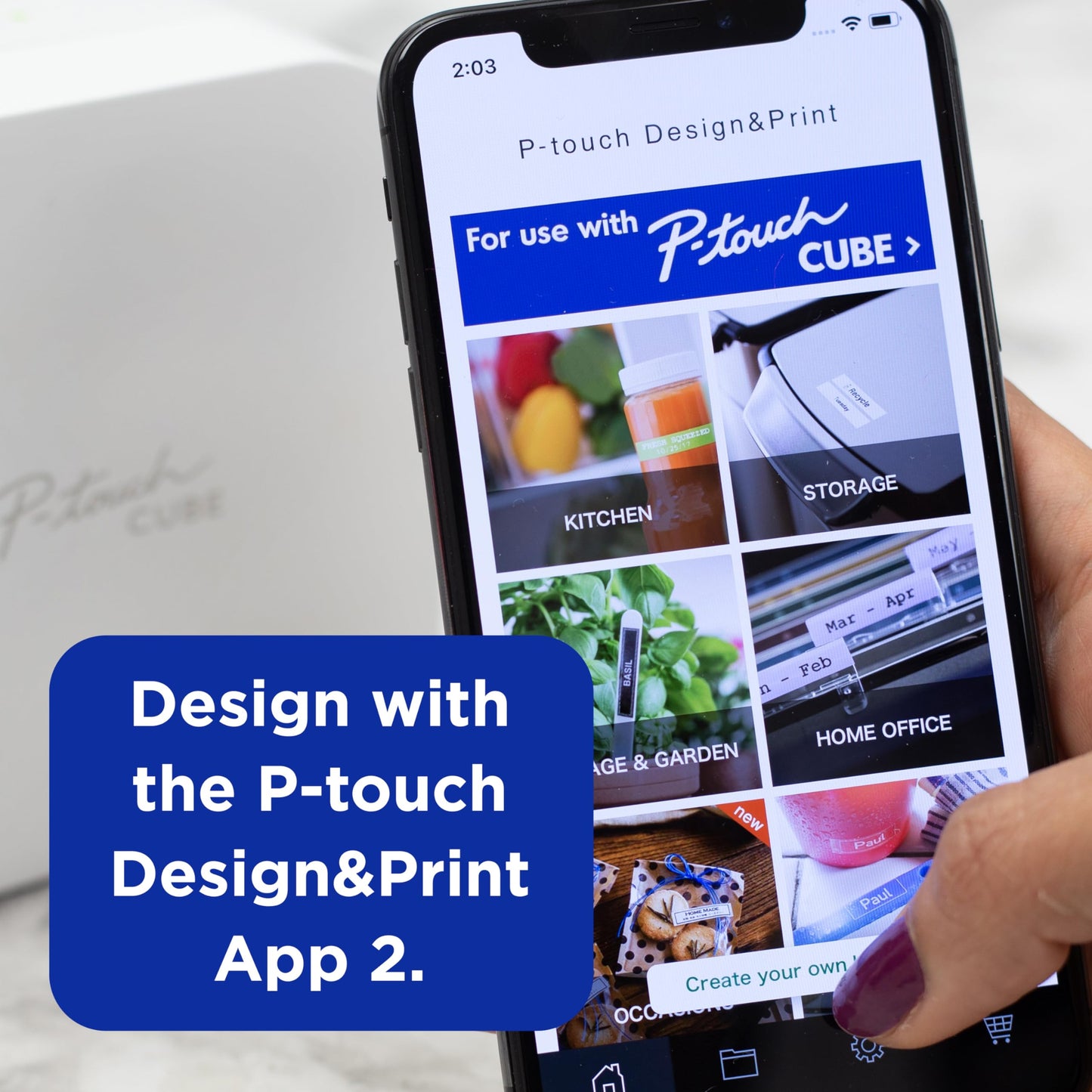 Brother P-Touch Cube Smartphone Label Maker, Bluetooth Wireless Technology, Multiple Templates
