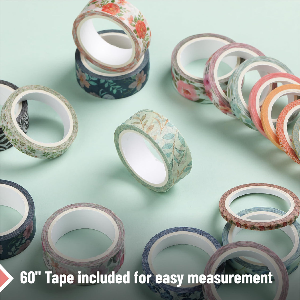 Mr. Pen- Washi Tape Set, 21 Rolls, Assorted Sizes, Floral Vintage