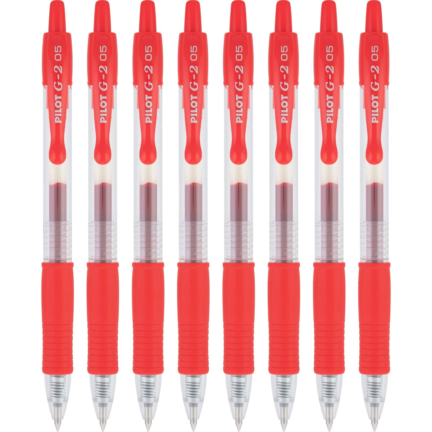 Pilot G2 Premium Gel Roller Pens, Extra Fine Point 0.5 mm, Red Pens, Pack of 8 - Ideal for Everyday