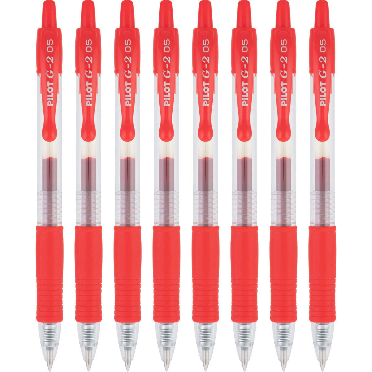 Pilot G2 Premium Gel Roller Pens, Extra Fine Point 0.5 mm, Red Pens, Pack of 8 - Ideal for Everyday