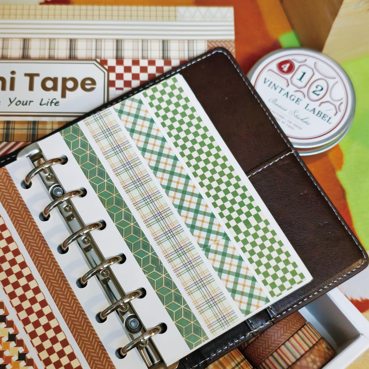Washi Tape Set 42 Rolls Vintage Plaid Colored Decorative Scrapbook Tape
