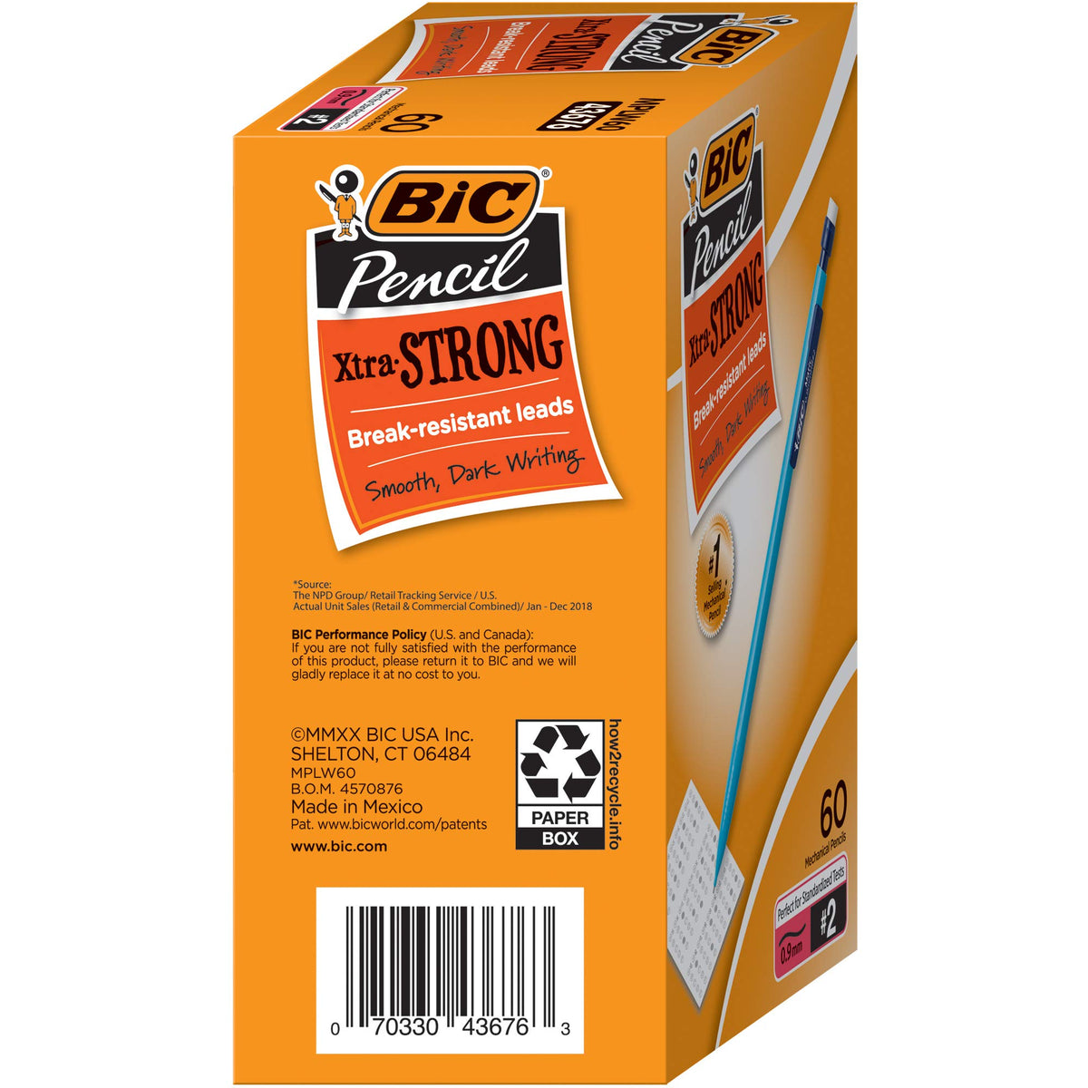 BIC Xtra-Strong Mechanical Pencil, 2 Lead, No Smudge, 60-Count, Thick Point