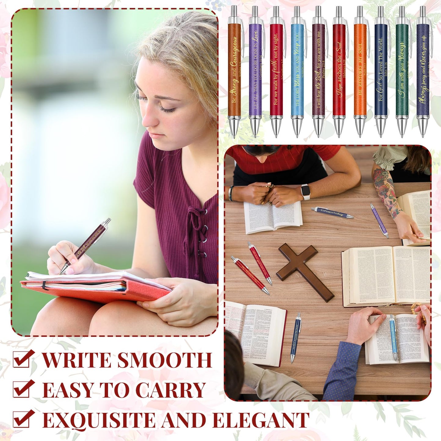 Qeeenar 50 Pcs Bible Verse Pens Christian Gift,Morandi